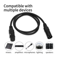 5M XLR Cable Black, Professional 3 pin DMX Cable durable