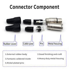 3M XLR Cable Silver, Professional 3 pin DMX Cable durable